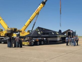 F 117A Nighthawk Arrives Stafford Air Space Museum