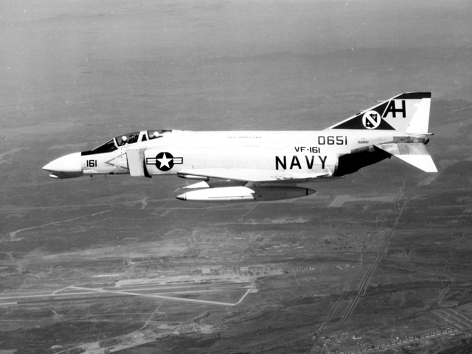 F 4B Phantom II of VF 161 in flight over NAS Miramar 1964