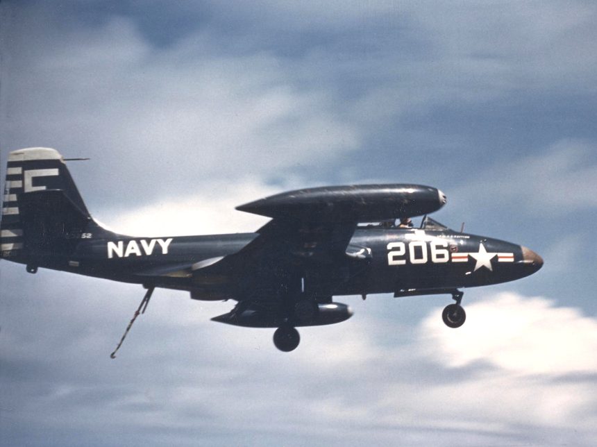 F2H 2 Banshee of VF 62 landing in 1953