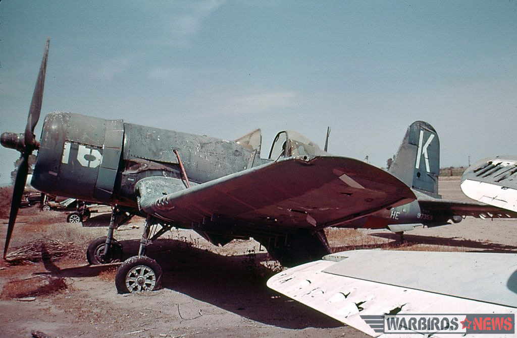 F4U-4 Bu.97359 while in storage with Bob Bean at Mosely Field in Arizona during May, 1970. (photo by Hank Rappone via Jim Sullivan)