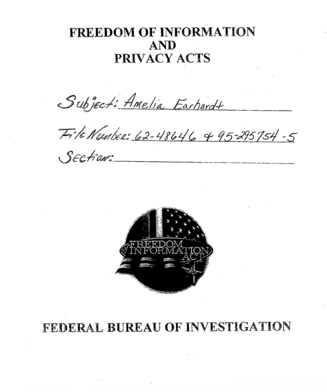 FBI files on amelia Earhart