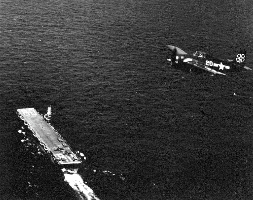 Randy's Warbird Profiles: General Motors FM-2 Wildcat BuNo 74512 18 FM 2 Wildcat of VC 93 in flight over USS Petrof Bay CVE 80 off Okinawa in 1945