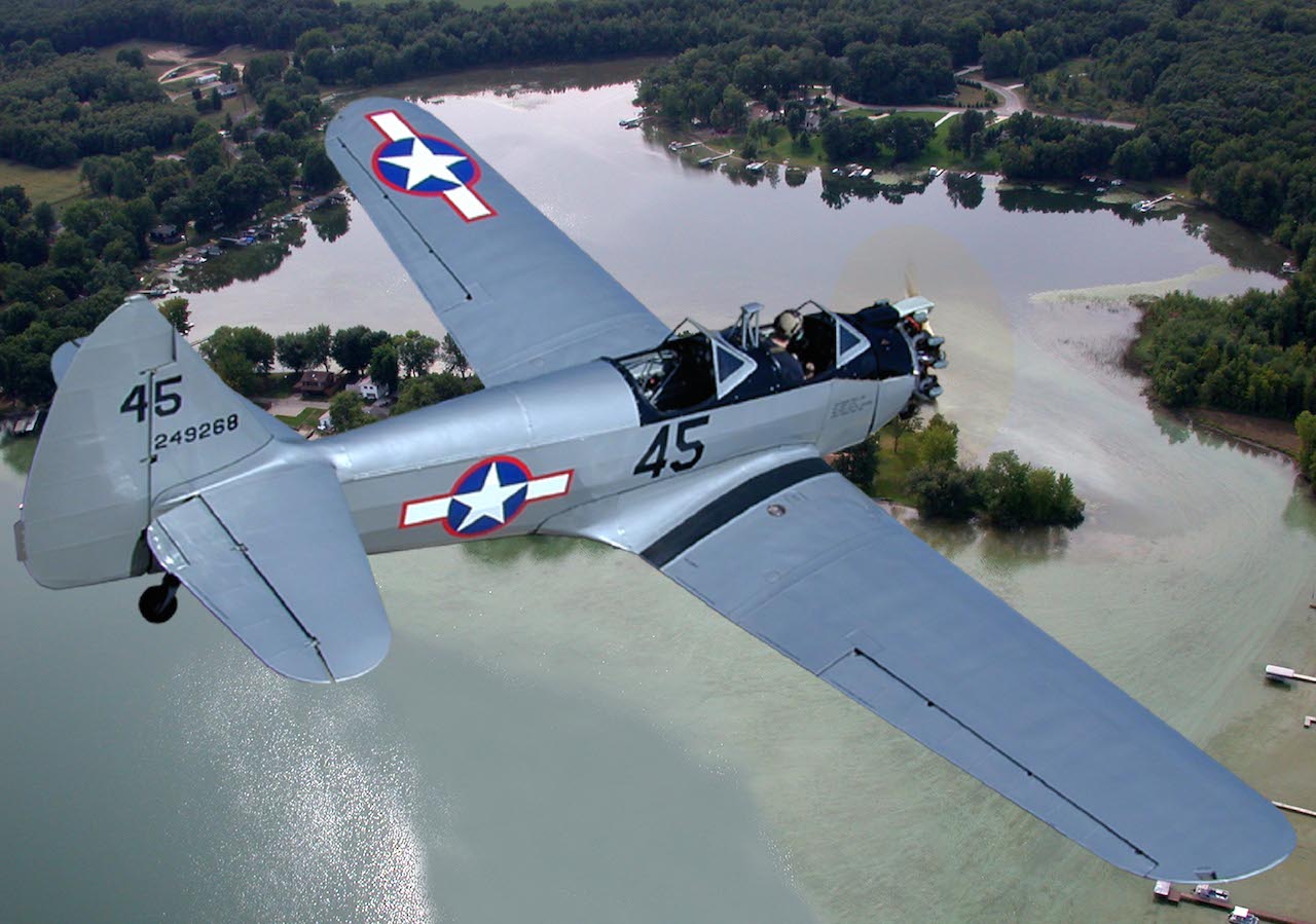 Fairchild PT-23HO_N52020 (8)_Composite Photo_Over Fishers Lake in Three Rivers, MI copy