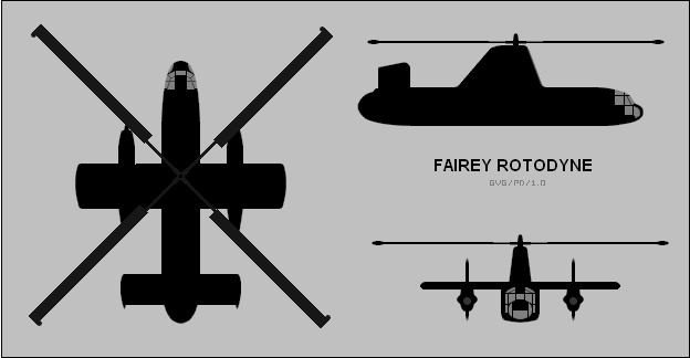 Fairey Rotodyne three view silhouette