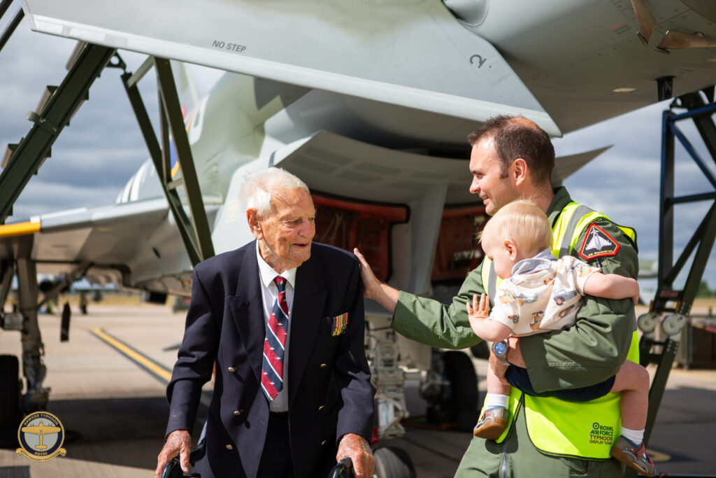 Flt Lt Dave Leighton with his own son Eddie the following day at Coningsby having come back in on his day off to see Bernard once again.