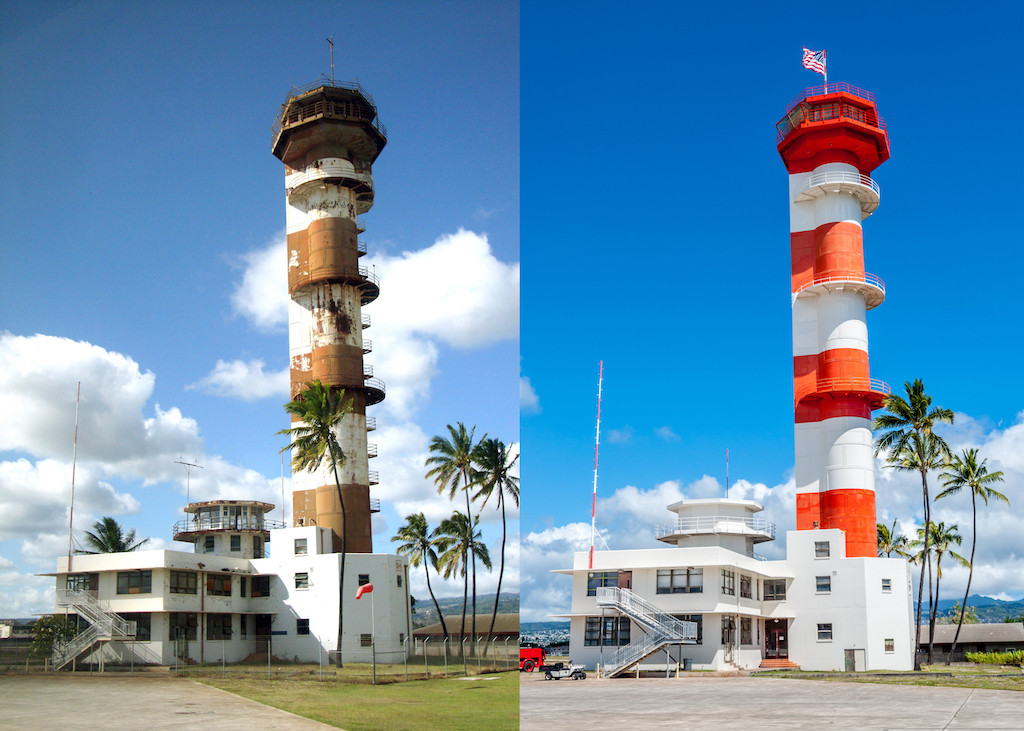 Ford Island Control Tower Before and After copy