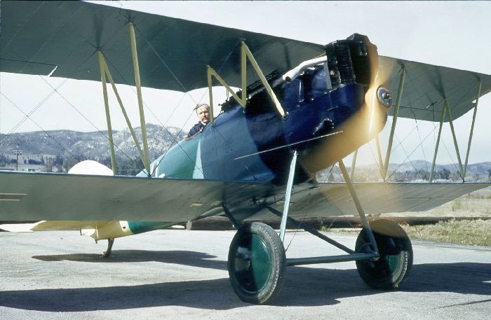 Frank Tallman running the Mercedes D.III engine on Pfalz D.XII N43C Flabob Airport Riverside California San Diego Air and Space Museum Archives 1