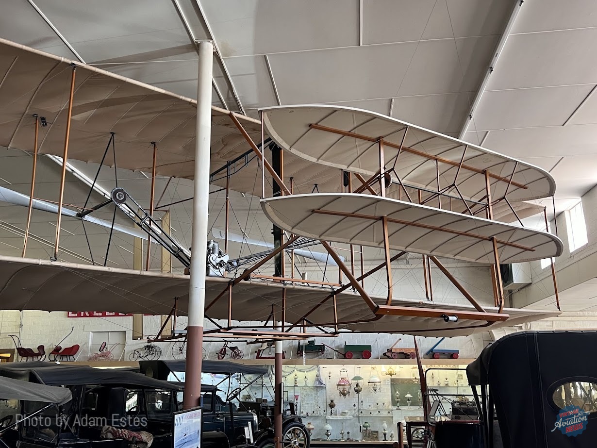 Front view of the Pioneer Villages Wright Flyer replica built in Kobe Japan in 1962 Adam Estes