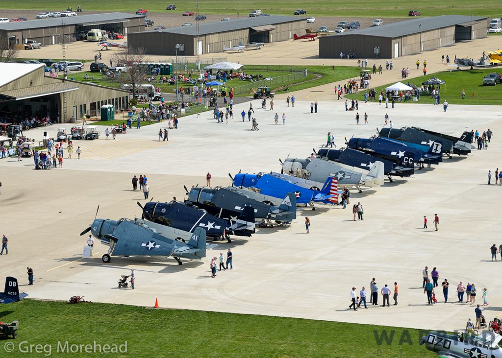 An aerial view of some of the TBMs which took part in the first TBM Gathering at Peru, Illinois back in 2016. (photo by Greg Morehead)