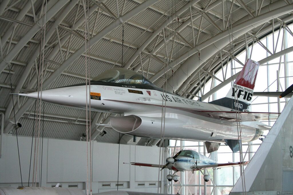 General Dynamics YF 16 on display at the Virginia Air and Space Center in Hampton Virginia
