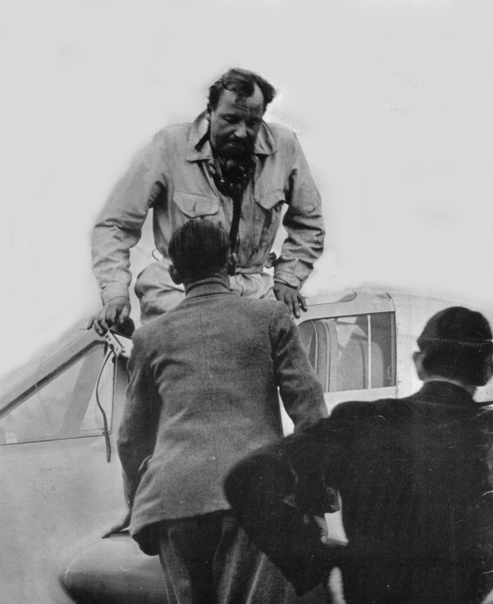 Geoffrey de Havilland Jr. exits the cockpit of one of the companys jet aircraft.