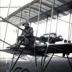 Giulio Gavotti at the controls of a Farman biplane Rome 1910