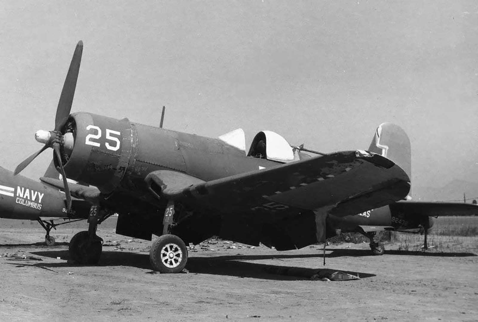 Goodyear FG 1D Corsair NAS White 25 BuNo 92436 NAS Dalas and 92132 NAS Columbus mothballed 01