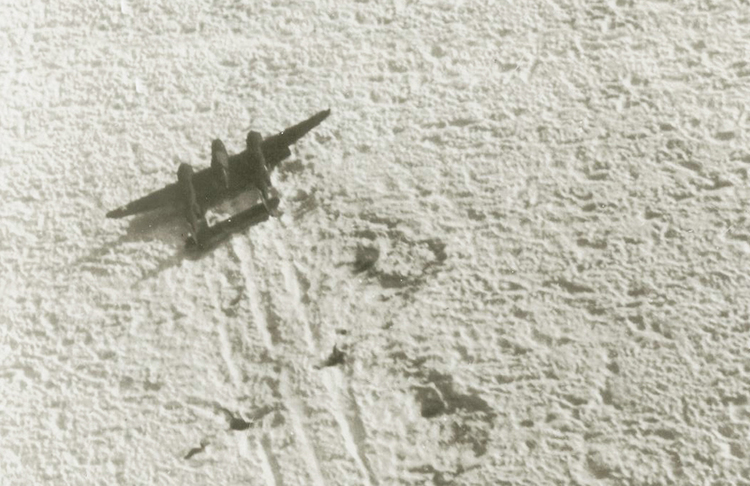 The squadron was forced to land on the Greenland ice cap on July 15, 1942 after hours of flying in bad weather and running low on fuel.
