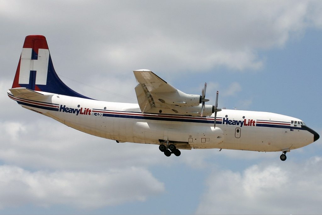 Heavy Lift Cargo Airlines Short SC 5 Belfast C.1 XR365 Hector Montague Smith photo via wikipedia Perth Australia May 7th 2004