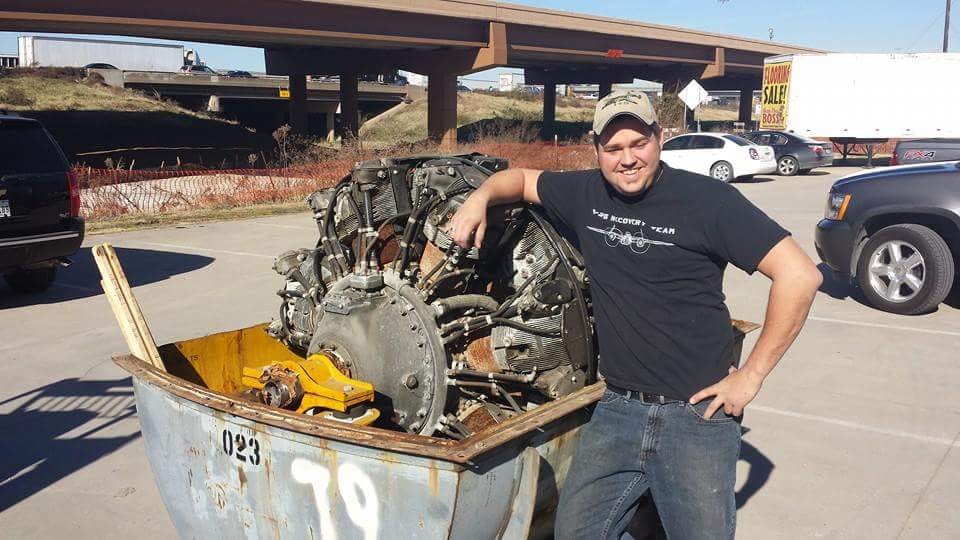 Here is our Director Patrick with the first R 2600 engine donated to the museum