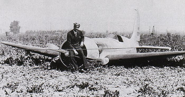 Howard Hughes with his H 1 NR258Y in a farmers field near Santa Ana California 13 September 1935.