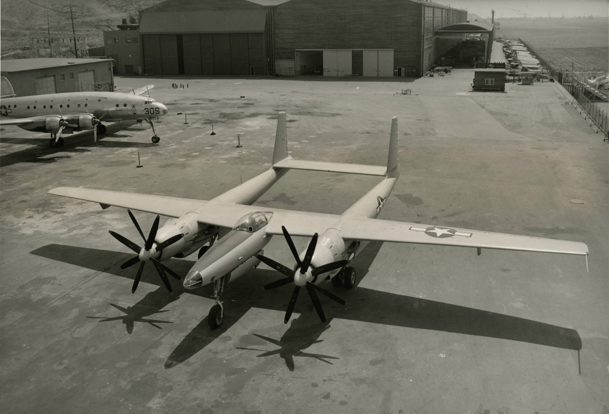 Hughes XF 11 44 70155 7 July 1946 at Culver City California left front above large 1 scaled