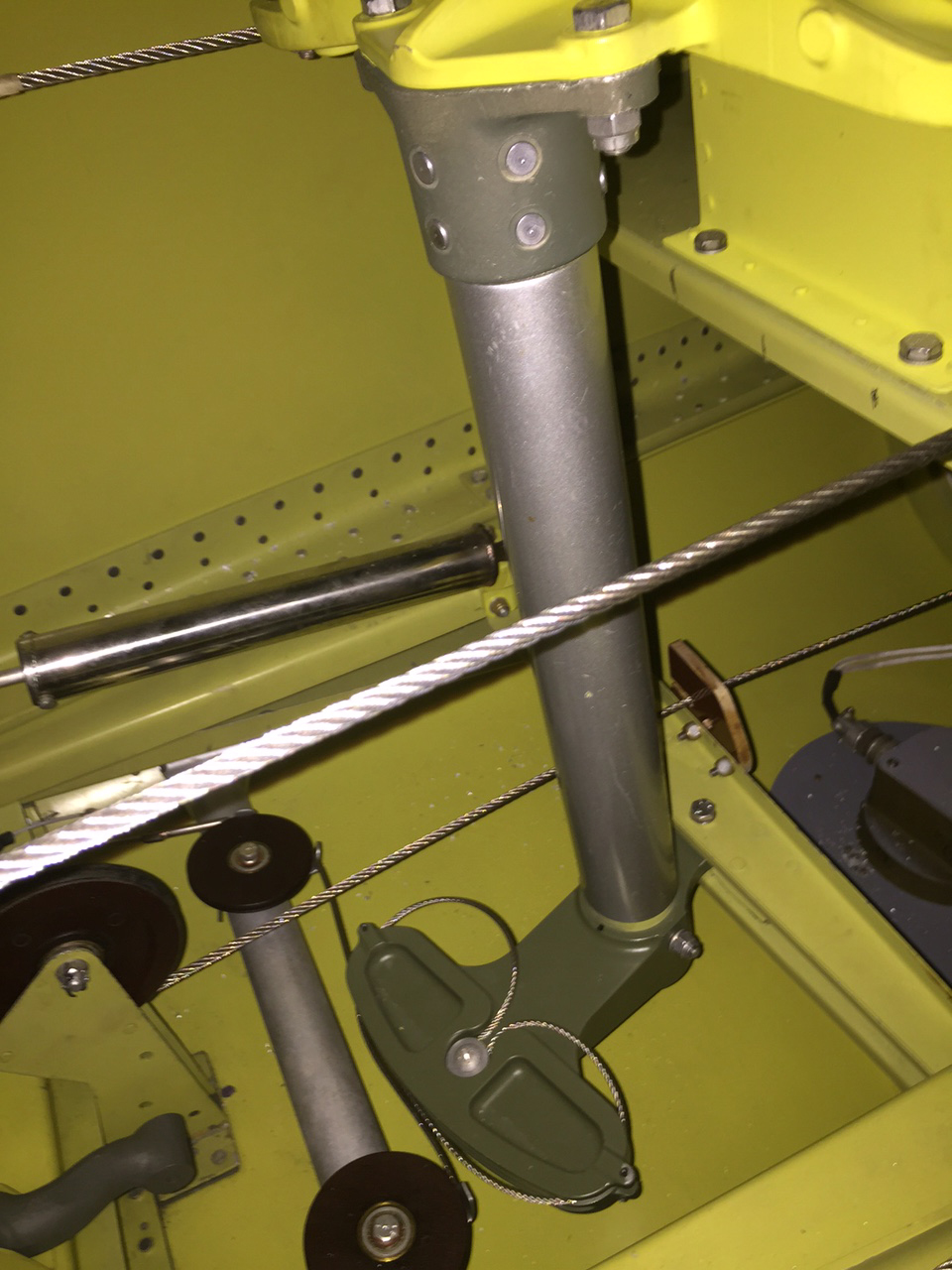 Part of the tail wheel steering mechanism. (photo via Tom Reilly)