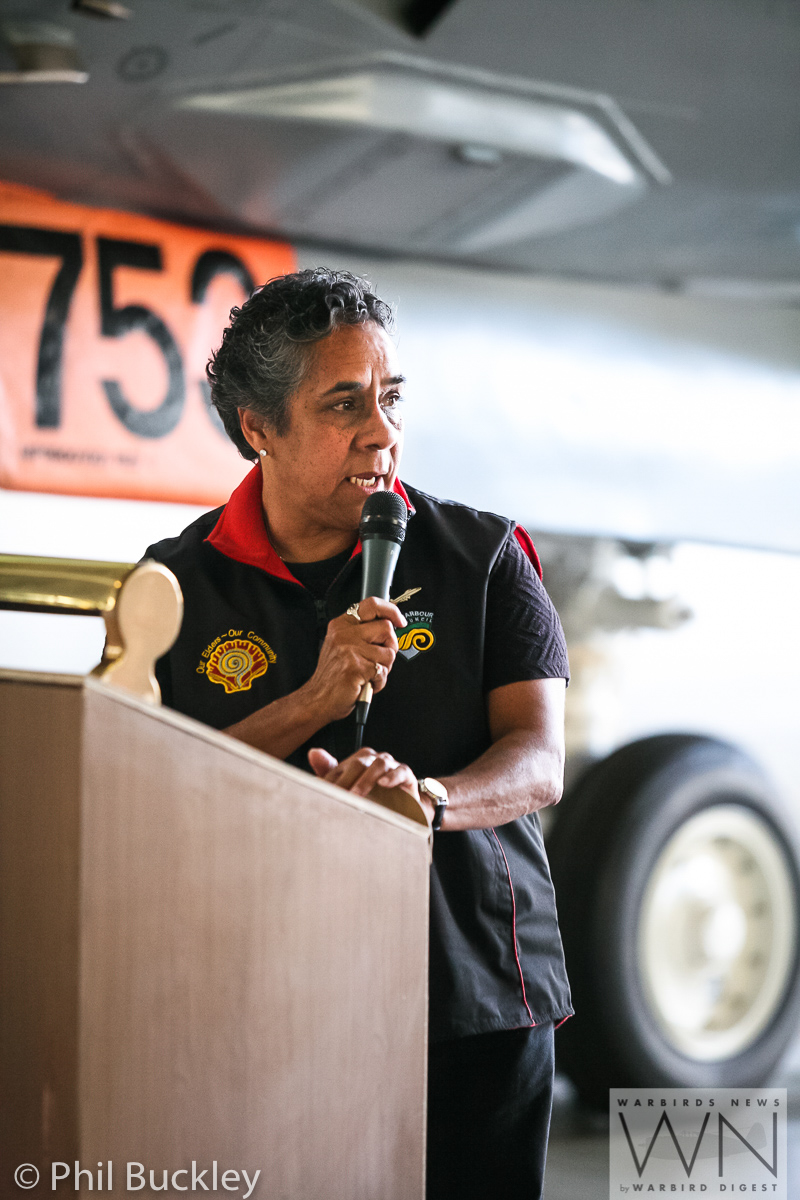 Local aboriginal spokesperson Aunty Lindy spoke during the handover. (photo by Phil Buckley)