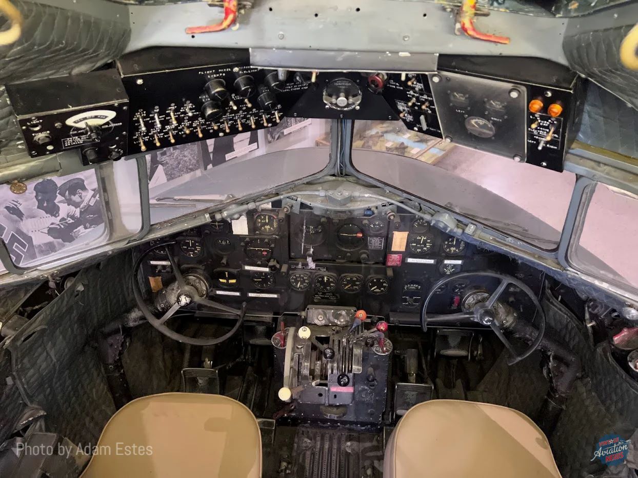 Interior view of the Douglas C 47 Skytrain cockpit on loan to the San Diego Air and Space Museum Photo by Adam Estes