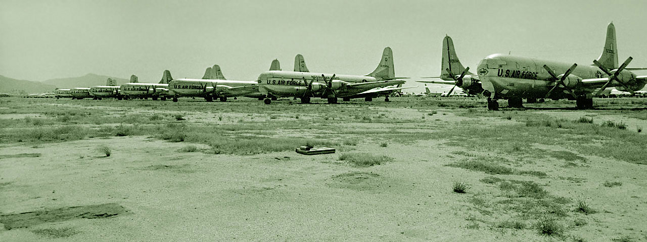 Boneyard Files: KC-97 Stratofreighter - Behind the Scenes of a Forgotten Giant 18 Retired Boeing KC-97 Stratofreighters and C-97 Stratofreighters of the US Air Force at Davis-Monthan Air Force Base on September 9, 1968. (Image via Neil Aird)