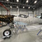 Left side profile of the Bf 109 on the floor of the Engen Restoration Hangar (Credit: Michael Dobrzelecki)