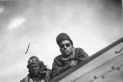 Leland Pennington and Crew Chief w. P 51 Possibly Lucy Gal scaled 1