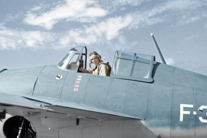 Lieutenant Edward Butch OHare in a Grumman F4F 3 Wildcat.