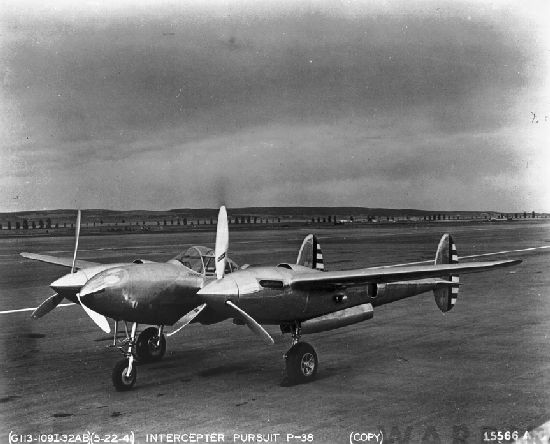 Lockheed XP 38 Lightning 37 457 at March Field Riverside County California January 1939. San Diego Air and Space Museum Archive