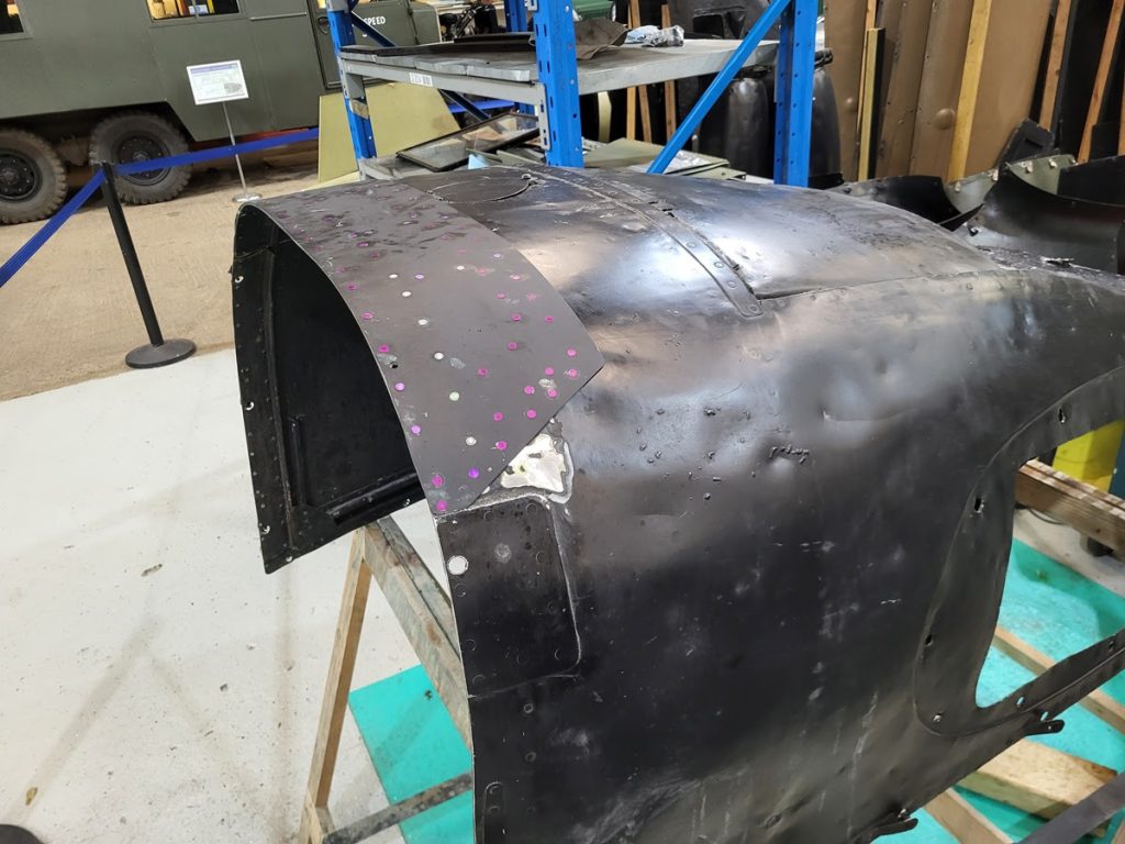Avro Lancaster B.VII NX611 ‘Just Jane’ – Restoration Update 259 20 Lower engine cowling repair awaiting paint