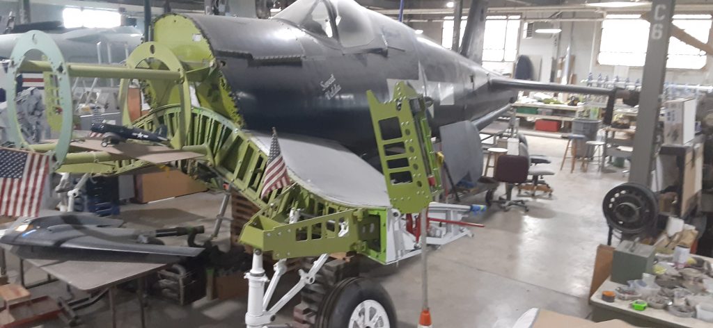 MAPS Air Museum’s FG-1D Corsair Restoration, Spring 2026 Update 25 MAPS Air Museum FG 1D Corsair BuNo 76671 Side view