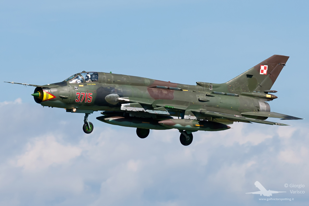 One of a pair of Polish Air Force Su-22 Fitter swing wing attack aircraft which attended the show. (photo by Giorgio Varisco)