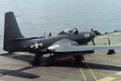 McDonnell FH 1 Phantom of VF 17A on USS Saipan CVL 48 in May 1948