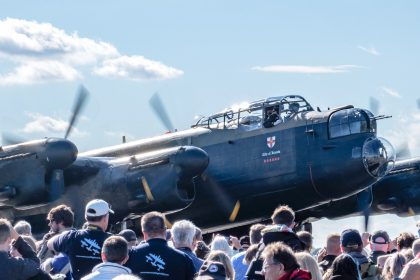 Members watching the Lancaster taxying on Members Day 2024. Photo Neil Burgess