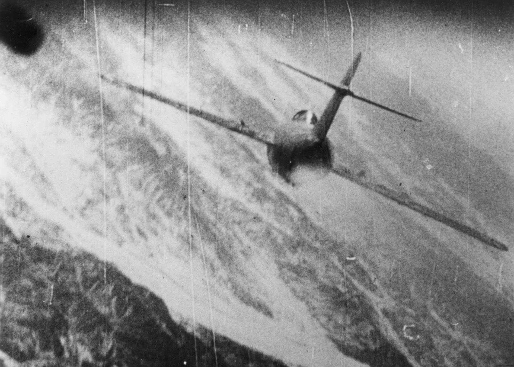 MiG 15 being hit over Korea c1953