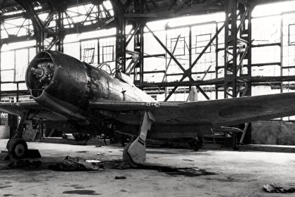 Mitsubishi A7M2 in a hangar circa in late 1945 80 G 193473
