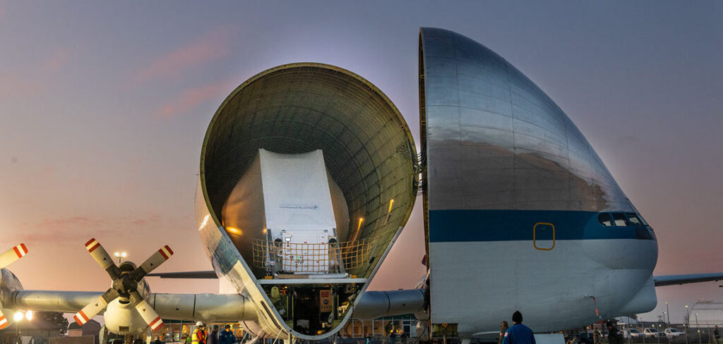 NASA’s Super Guppy Returning to EAA AirVenture Oshkosh in 2026 15 NASA Super Guppy orion spacecraft arrives at mansfield lahm regional airport jpg