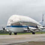 NASAs Super Guppy aircraft arrives at NASAs Marshall Space Flight Center in Huntsville Alabama Aug. 10. The specialized aircraft can carry bulky or heavy cargo that cannot fit on traditional aircraft