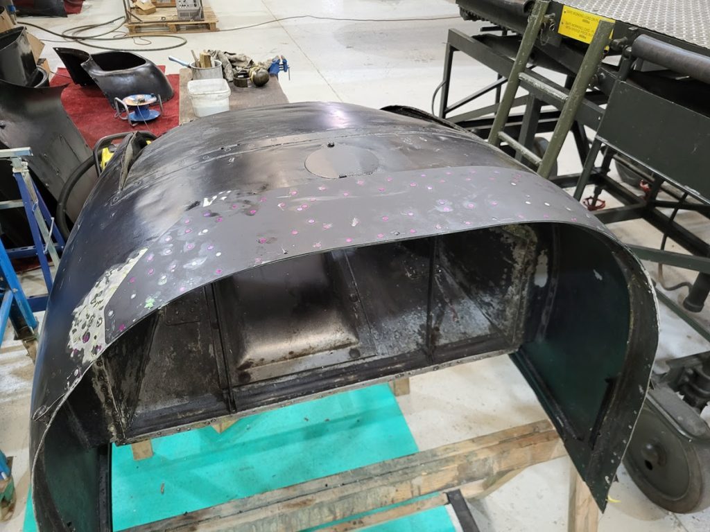 Avro Lancaster B.VII NX611 ‘Just Jane’ – Restoration Update 259 19 NX611 lower engine cowling repaired