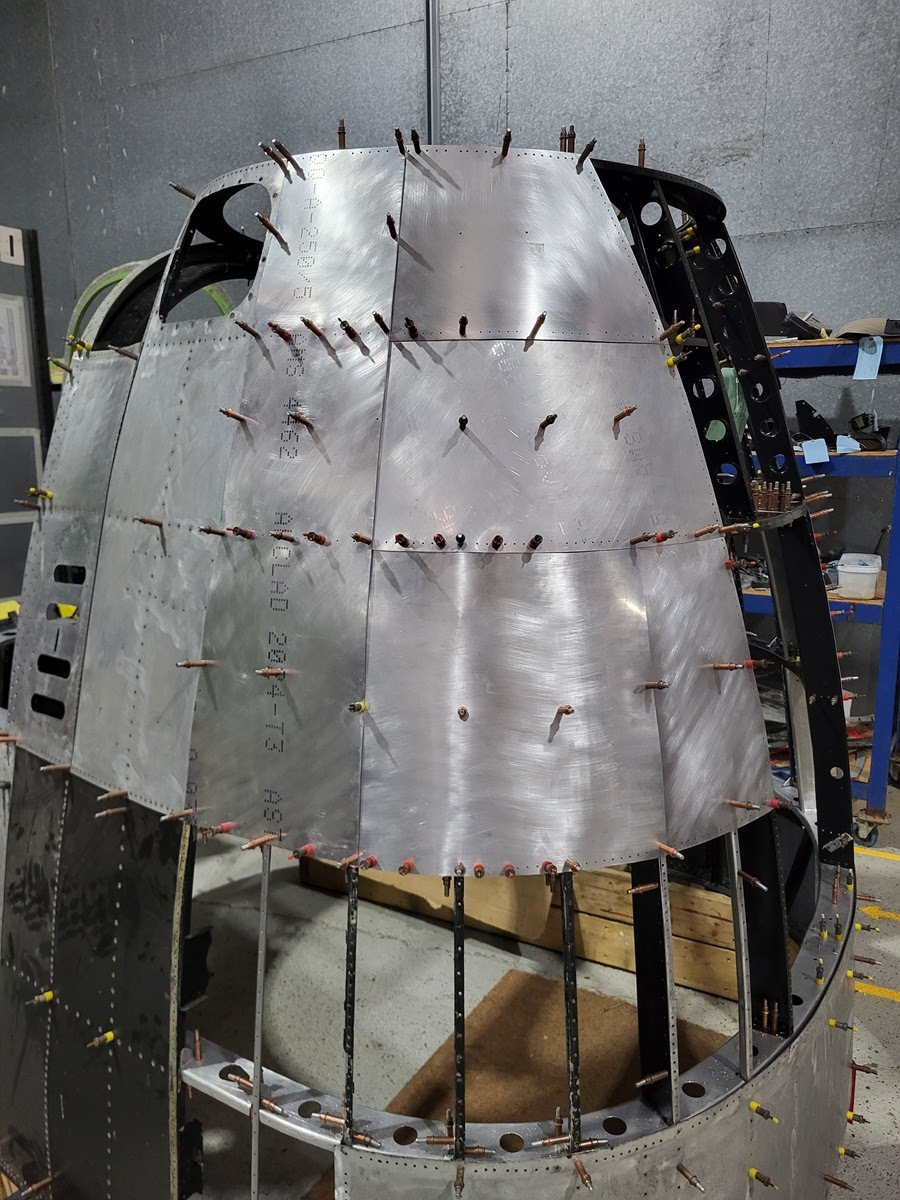 Avro Lancaster B.VII NX611 ‘Just Jane’ – Restoration Update 254 17 NX611 nose showing some skins in place