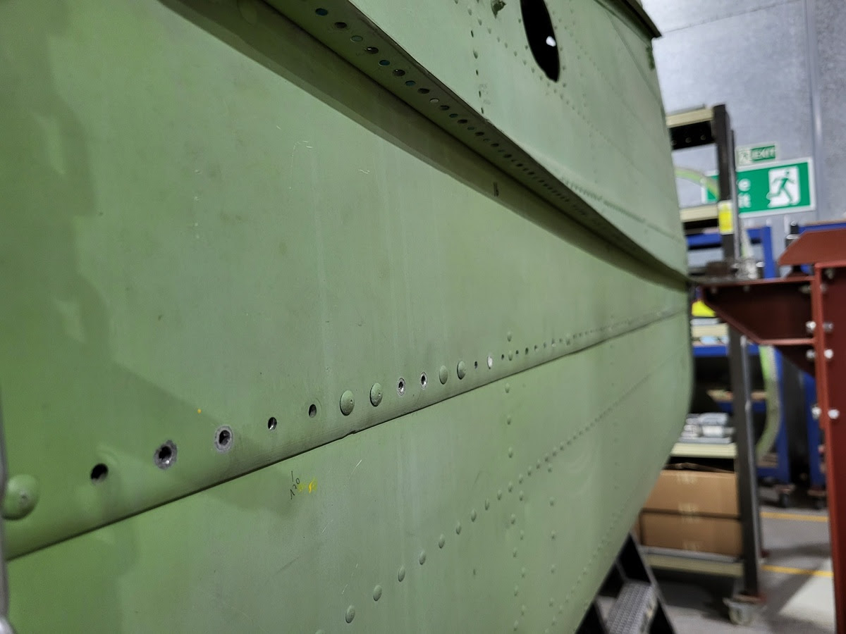 Avro Lancaster B.VII NX611 ‘Just Jane’ – Restoration Update 253 17 NX664 rear mid fuselage missing rivets from the main longeron