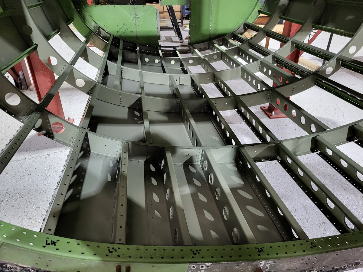 Avro Lancaster B.VII NX611 ‘Just Jane’ – Restoration Update 254 16 NX664 rear mid fuselage with its first skin on the underside