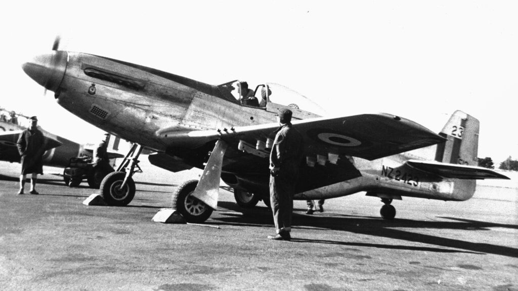 NZ2423 at RNZAF Wigram on 23 April 1957, five weeks before she made her final flight in RNZAF service. (Photograph from the Air Force Museum of New Zealand)