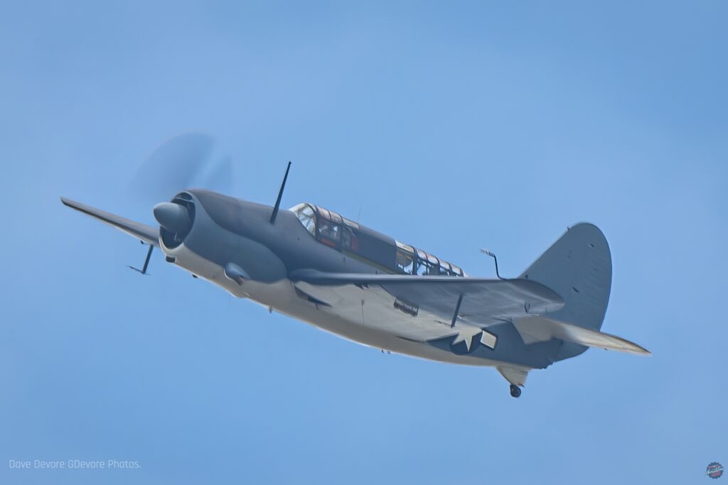 Curtiss SB2C-1A Helldiver of the National Museum of World War II Aviation flies after 45 years