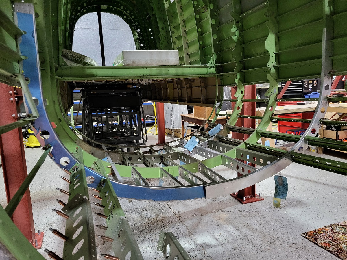 Avro Lancaster B.VII NX611 ‘Just Jane’ – Restoration Update 249 18 New former sections are being installed to repair the damaged lower portions of NX664s rear mid fuselage formers