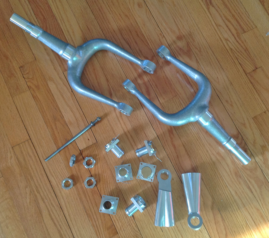 Tail wheel forks and assembled parts. (photo via Tom Reilly)