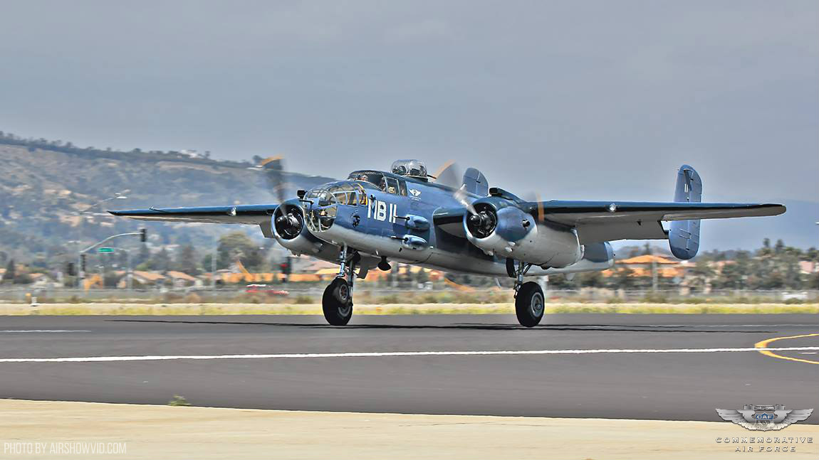 The PBJ landing at Camarillo airport for the first time in 23 years. ( photo by Airshowvid.com)