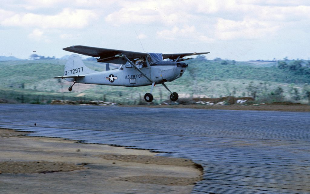Grounded Dreams: Cessna 308 - The Abandoned Military Heavy Hauler 13 O 1F Bird Dog taking off in Vietnam c1968