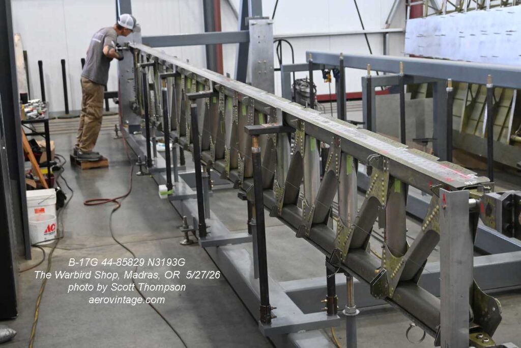 Scott Thompson's B-17 Updates From The Warbird Shop 17 One of the rear spars from 44 85829 in its fixture being readied for disassembly
